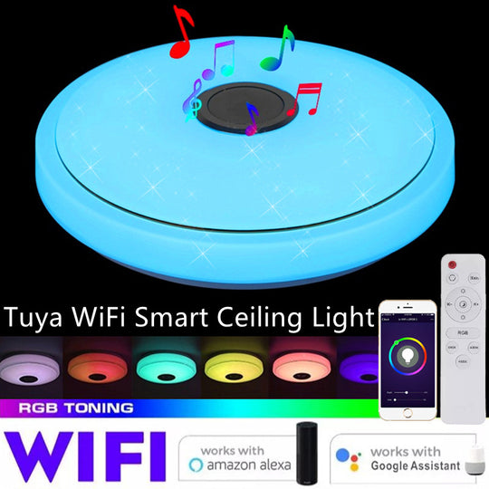 Tuya Wifi Smart Ceiling Light Led Colorful App Remote Control Bluetooth Lamps Alexa Google Home Cross-Border