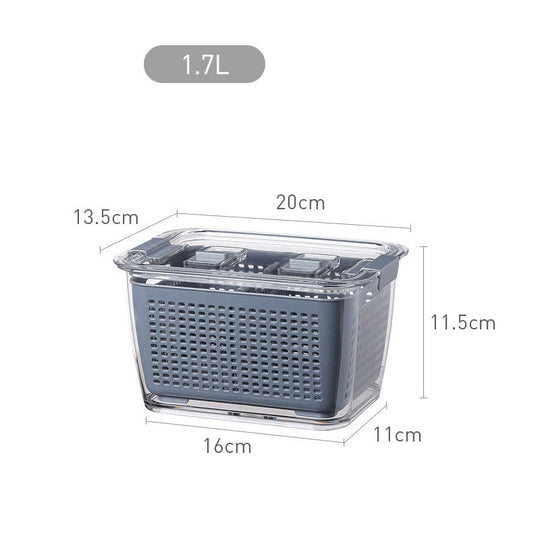 Kitchen Refrigerator Storage Containers With Lid PET Fresh-Keeping Storage Box Fruit Vegetable Drain Crisper Kitchen Storage Box