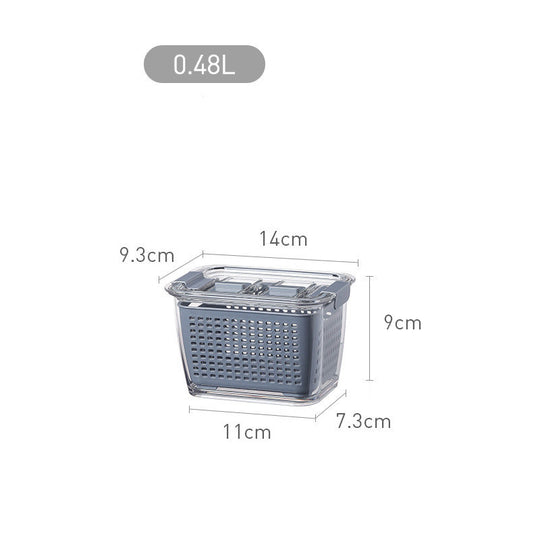 Kitchen Refrigerator Storage Containers With Lid PET Fresh-Keeping Storage Box Fruit Vegetable Drain Crisper Kitchen Storage Box