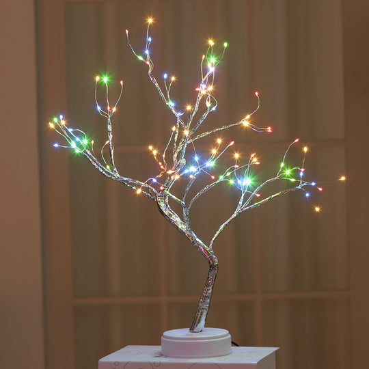 LED USB Fire Tree Light Copper Wire Table Lamps Night Light