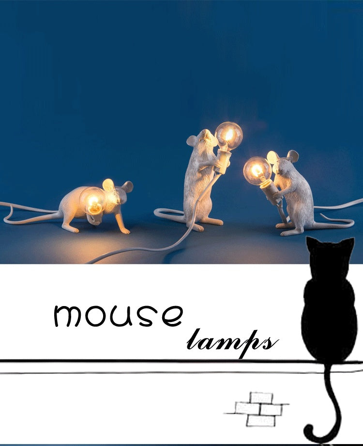 Creative Nordic Resin Mouse Table Lamp Desk LED Night Lights Small Mini Rat Desk Lamps