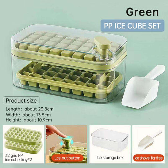 Ice Cube Tray With Lid And Bin, 64 Pcs Ice Cubes Molds, Ice Trays For Freezer, Ice Cube Tray Mold, With 2 Trays, Ice Freezer Container, Spill-Resistant Removable Lid & Ice Scoop, For Whiskey,Cocktail