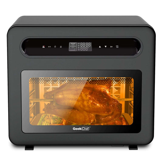 Geek Chef Steam Air Fryer Toast Oven Combo , 26 QT Steam Convection Oven Countertop , 50 Cooking Presets, With 6 Slice Toast, 12 In Pizza, Black Stainless Steel. Prohibited From Listing On Amazon