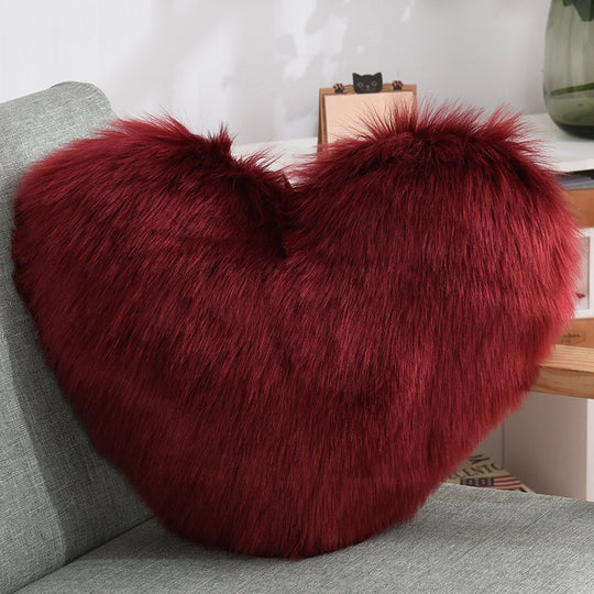Throw Pillows Heart Shape Long Plush Fluffy Shaggy Cushion Cover Sofa Cushions Decorative Pillow Covers Pillowcase White