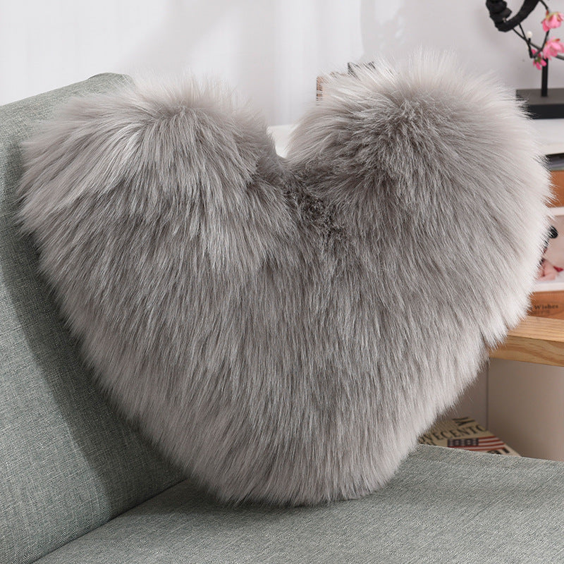 Throw Pillows Heart Shape Long Plush Fluffy Shaggy Cushion Cover Sofa Cushions Decorative Pillow Covers Pillowcase White